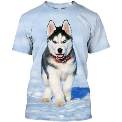 Mans T-shirt Women Fun Tees Beach 3D Print Animal Siberian Husky T Shirt Sled Dog Human Loyal Friend Harajuku Sportswear
