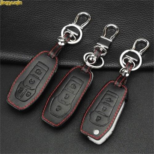 Jingyuqin 3/4 Buttons Smart/Folding Flip Remote Car Key Leather Case Cover for Ford Key Shell Styling