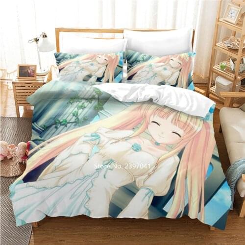 Japanese Anime Beauty Girl Duvet Covered Pillowcase for Girls and Boys Cartoon Bedding Set for Students Dormitory Decoration