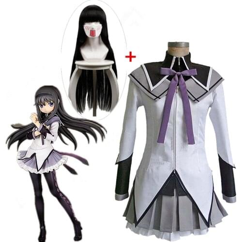 Puella Magi Madoka Magica Akemi Homura Cosplay Costume Custom Any Size Halloween Carnival Full Sets in stock