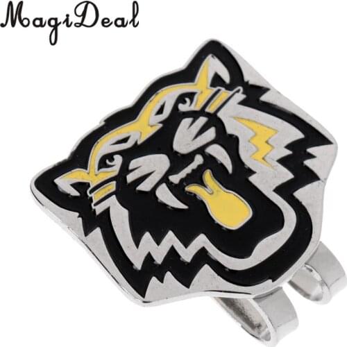 MagiDeal New Alloy Creative Tiger Pattern Magnetic Hat Clip with Golf Golf Accessories