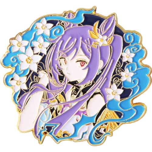 Game Genshin Impact Keqing Cosplay Metal Brooch Pin Alloy Badge Props