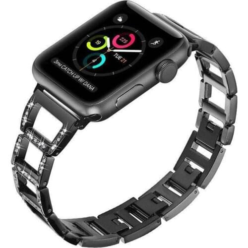 Stainless Steel Metal Strap For Apple Watch Band Diamond Rhinestone Business Replacement Band for Apple Watch LM82004