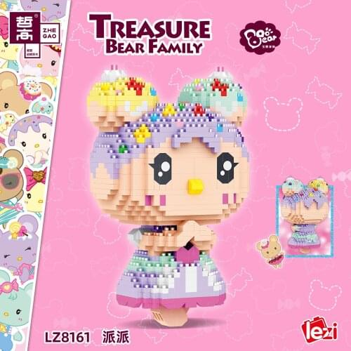 Lovely Cute Treasure Bear Family Series Micro-Diamond Particle Doll Children Assembled Building Blocks Gift Toys for Gifts