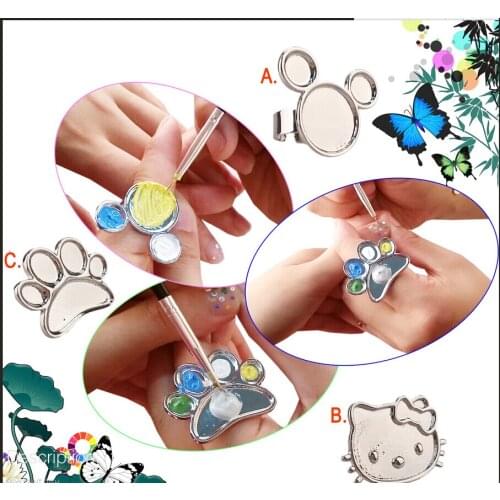 MKL2O 1PCS Nail Art Palette Ring Stainless Steel Pallet Professional Nail DIY Art Design Paint Color Mixing Palette Metal Tool 2