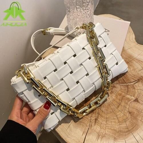 Fashion Weave Womens Shoulder Bags Luxurious Chain Messenger Bag 2021 the New High Quality Pu Leather Small Women Handbag Wallet