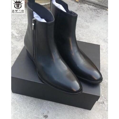 2019 FR.LANCELOT european style men designer boots genuine leather short chelsea boots round toe winter luxury shoes cool men
