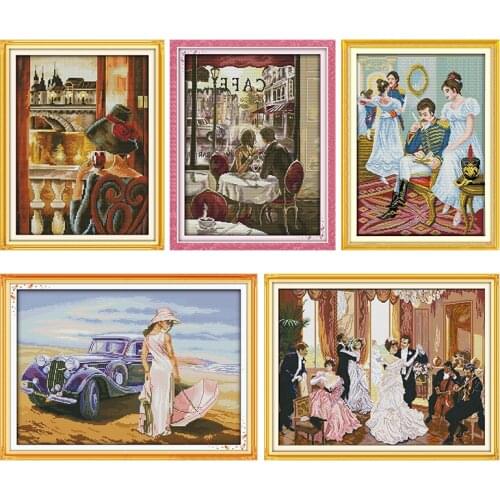 Beauty and Bird Cross Stitch Kits Stamped Patterns Embroidery Needlework 11CT 14CT Counted Printed Craft Sewing Decoration Gifts