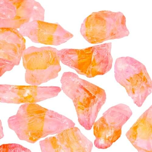 1Lot (230g) Pink & Yellow Titanium Coated Natural Rock Quartz Raw Rough Stone for Jewelry Making,Wire Wrapping,Reiki Wicca