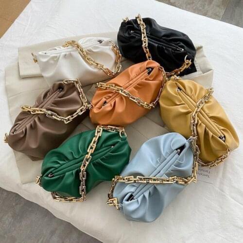 2021 New Fashion Texture Shoulder Bag Women' Chain Fold Messenger Bag Womens Handbag Clutch Thick Chain Wrinkled Cloud Purses