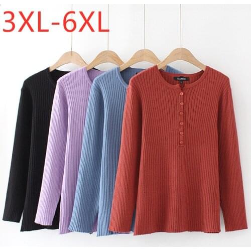 New ladies autumn winter plus size knit sweater for women large long sleeve slim elastic red pullover sweater 3XL 4XL 5XL 6XL