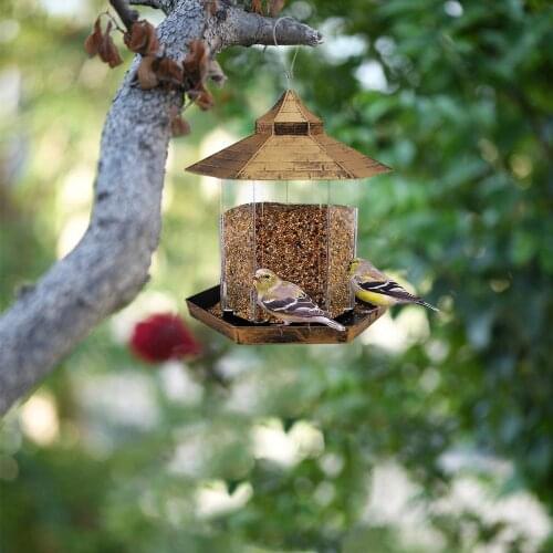 Outdoor Transparency Wild Hanging Bird Feeders Food Container Gazebo Rainproof Bird Feeder For Garden Decoration Feeder