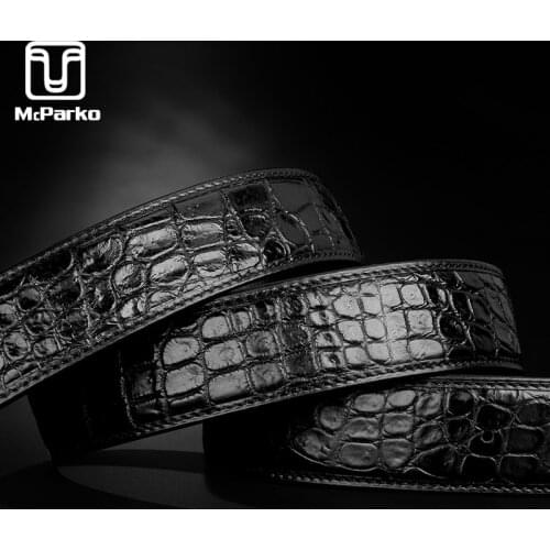McParko genuine leather belts without buckles crocodile leather belt no buckle Luxury alligator skin waist belt for men 3.8 cm