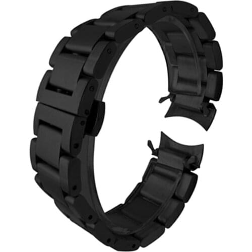 Solid Curved End 22mm Stainless Steel Watch Band Silver Black Matte Metal Strap Bracelet Women Men Watchbands with Pins