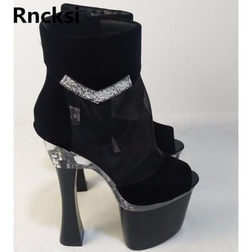 Rncksi Girls/Womens 18cm Square Heels Party Dance Shoes Women Party Sandals Patform 18cm High Heels Pole Dance Sandals