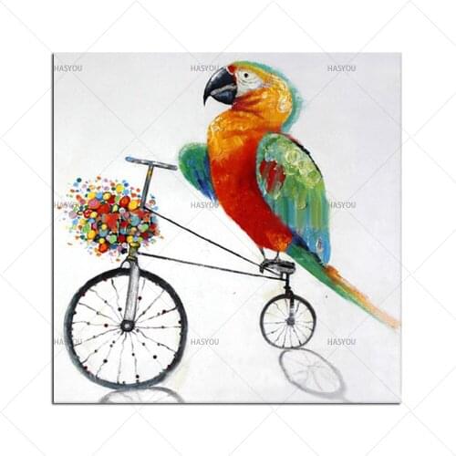 Handmade Colorful Parrot painting Canvas Painting Home Decor wall painting Wildlife pciture For Bedroom Livingroom children gift
