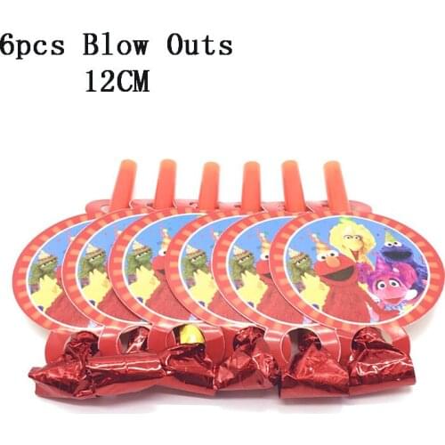 Sesame Street Cartoon Elmo Theme Party Supplies Disposable Blowout Cartoon Party Horn Theme Supplies For Kids Birthday 6/pcs