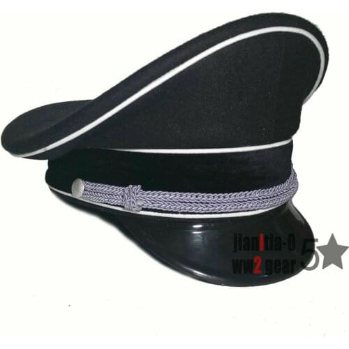 Reproduction WW2 German Army Officer Service Visor Hat Military Cap Black 57 58 59 60 61 Military Store 5605101