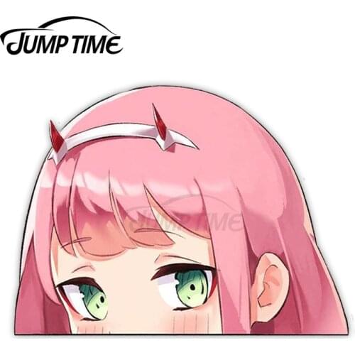 Jump Time 13 x 7.1cm For Zero Two Peeker Fine Car Stickers Windows Decal Waterproof Sunscreen DIY Custom Printing