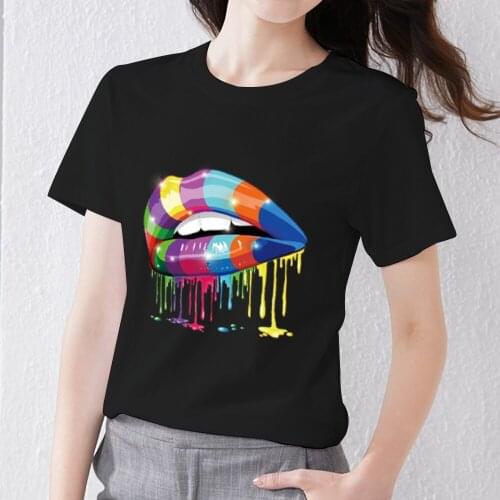 Women T-Shirt Summer Street Style Skulls Pattern Series Tops Tees Short Sleeve Classic Black O-Neck Tshirt Female Casual Clothes