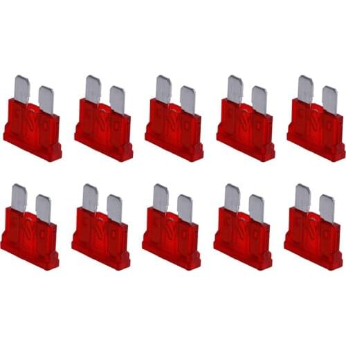 10Pcs Blade Fuses Standard 10AMP Red 10A Flat Fuse Car Motorcycle Bike Van Auto