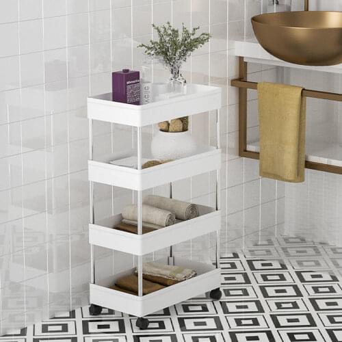 2/3/4 Storage Cart Movable Shelving Unit Organizer Multifunctional Kitchen Storage Rack Holder Kitchen Bathroom Accessories