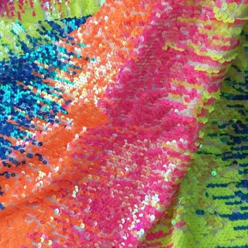 2yards embroidery sequins fabric 130cm chang four color fashion lace DIY handmade cloth decoration fabric