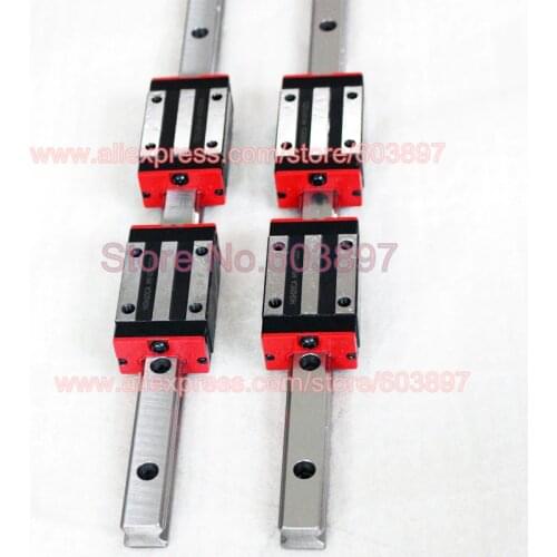 20mm 2pcs HGR20 Linear Guide Rail L 1480mm 1400 1300 1200 1100 1000 mm + 4pcs carriage Block HGH20CA HGW20CC cnc router