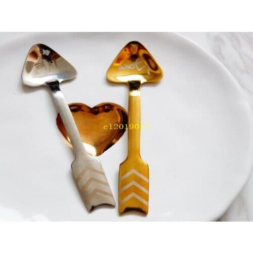 200pcs/lot Creative Cupid Arrow Love Spoon Stainless Steel Coffee Spoon Dessert Spoon Stirring Spoon Kitchen Tool