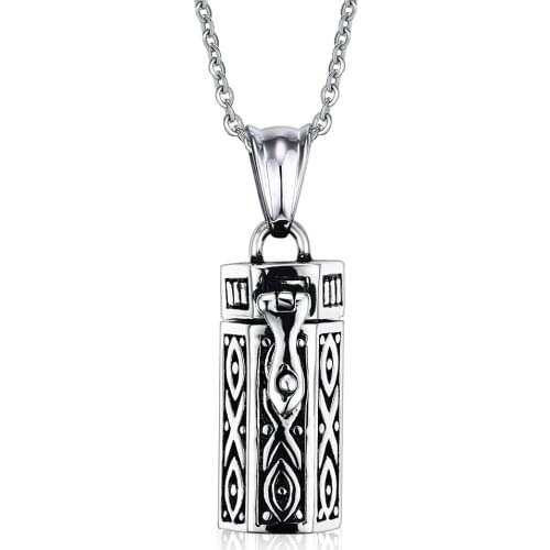 2021 Fashion And Creative Stainless Steel Metal Jewelry Cuboid Pet Ashes Pendant Openable Necklace Suitable For Women And Men