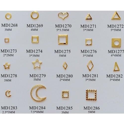 3D Approx. 100pcs/bag Metal Stud Round Heart Triangle Square Star Moon Mini Stud MD1268-1286