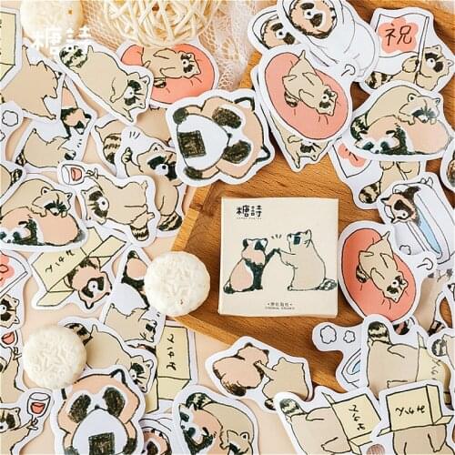 45pcs/pack Cute Raccoon Stationery Sticker Decorative Stickers Adhesive Stickers DIY Decoration Diary Children Gift