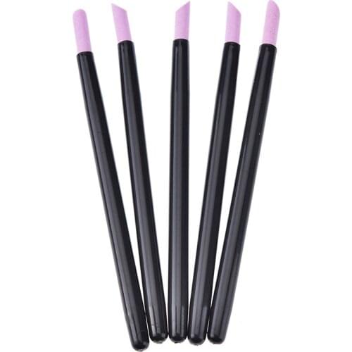Nail Art Pusher Polish Gel Salon 5pc Quartz Stone Nail Cuticle Care Repair Scrub Remover Manicure Tool Stick Pen Remover