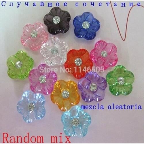 50PCS/lot Botones FLOWERS ACRYLIC button SHIRT CRYSTAL sewing buttons clothes accessories crafts scrapbooking