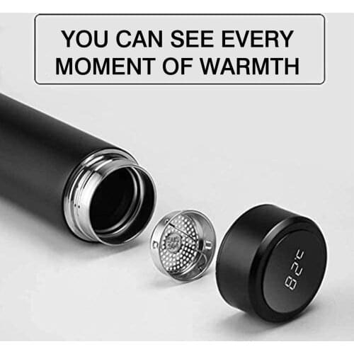 500ML Car Heating Cup Intelligent Electric Water Cup LED Screen Smart Water Bottle Temperature Kettle Coffee Tea Milk Heated
