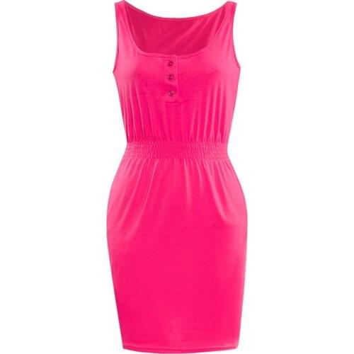 80% HOT SALES!!! Plus Size Women Summer Fluorescence Solid Color Sundress Over Hip Mini Dress