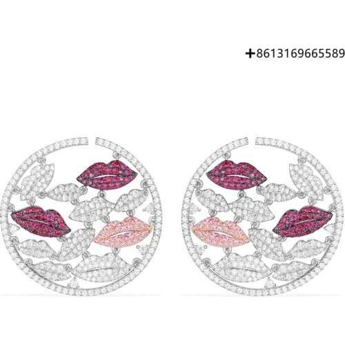 925 Sterling Silver Silver Circular Arc Lips Earrings Anniversary Women Gifts Fashion Womens Fashion Jewelry