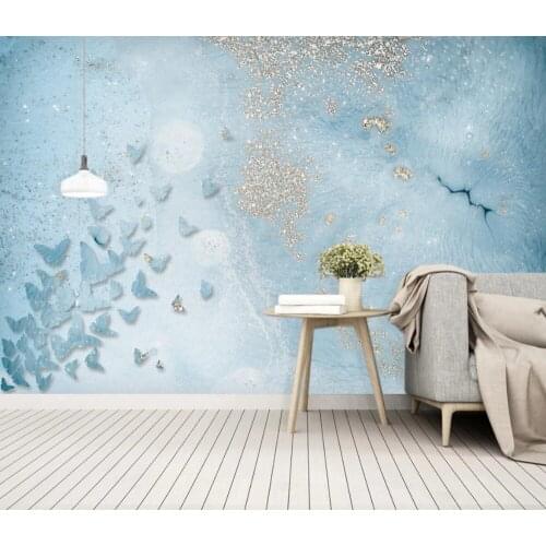 Bacal Custom Photo Wallpapers 3D Stereo Blue Texture Marble Wall Paper Murals Living Room TV Sofa Study Decor Papel De Parede