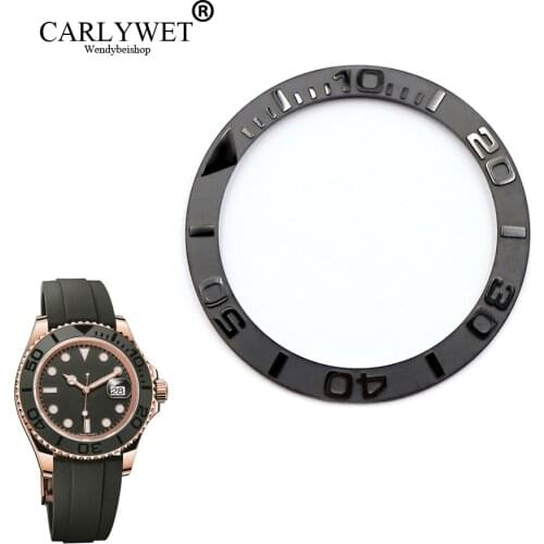 CARLYWET Wholesale Repair Tools Kits Replacement Gray/Black Ceramic Bezel Insert For 38 40mm 116655 YACHTMASTER OYSTERFLEX