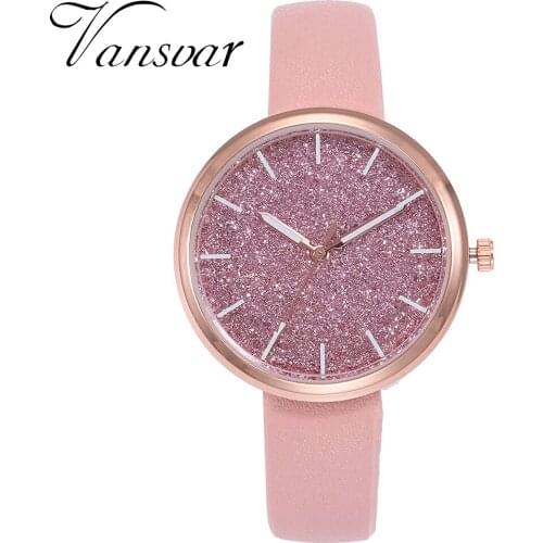 Vansvar Ladies Starry Sky Clock Causal Leather Quartz Wrist Watch Women Rhinestone Designer Wristwatches relogio Feminino