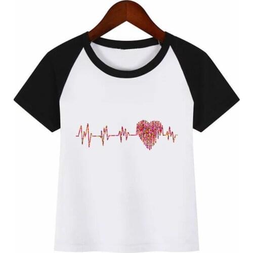 Heartbeat Diy Print T Shirt Funny Clothes Children Summer T-shirt Kids Fashion Clothing T Shirt Children Cartoon T-shirt