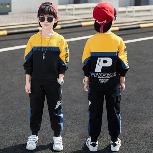 Boys Clothing Suits Sweatshirts +Pants Coat Spring Autumn Kids Teenagers Outwear High Quality Coat Kids Cotton Tracksuit Sport S