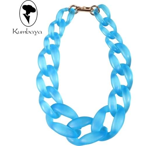 Frosted Matte Exaggeration Acrylic Necklaces Various Colors Neck Short Chain Women Ethnic DIY Jewelry Collares Chokers N15826