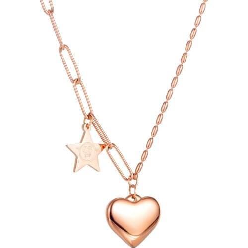 Fashion Retro Heart-shaped Pendant Necklace Stainless Steel Jewelry For Woman Gift Not Fade Wholesale