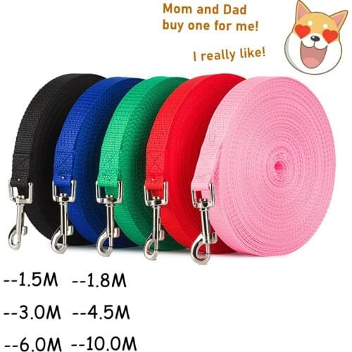 Long Tow Rope Nylon Dog Leashes 3 Colors 1.5M 1.8M 3M 4.5M 6M 10M Pet Walking Training Leash Cats Dogs Harness Collar Lead Strap