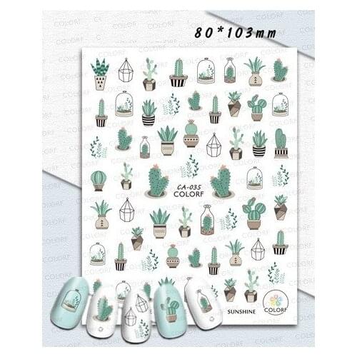 Newest CA-035 cactus 3d nail art sticker nail decal stamping export japan designs rhinestones decorations
