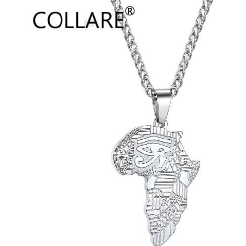 Collare African Map Pendant Mens Gold/Rose Gold/Black Color Rapper Stainless Steel Protection Jewelry Eye of Horus Necklace P892