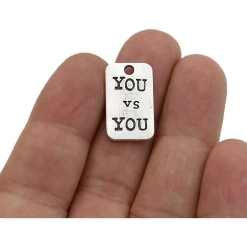 20pcs Antique Silver Plated "You v s You" Charms Pendants for Jewelry Making Bracelet DIY Accessories 22x13mm