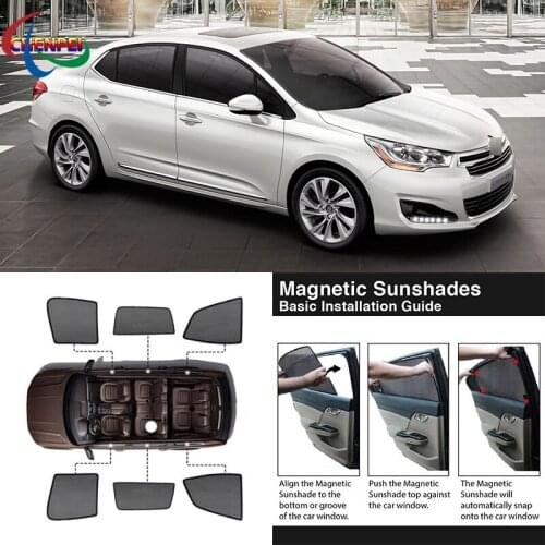 For Citroen C4L 2016 Car Full Side Windows Magnetic Sun Shade UV Protection Ray Blocking Mesh Visor Car Accessories