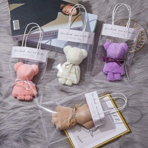 High-Density Coral Velvet Towel Bear Towel Absorbent Coral lace Skin-Friendly Soft Microfiber Towel 30x30cm